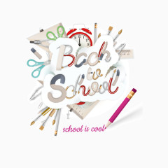 创意BACK SCHOOL文具返校海报矢量素材