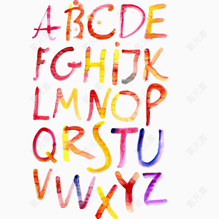 彩色泼墨字母