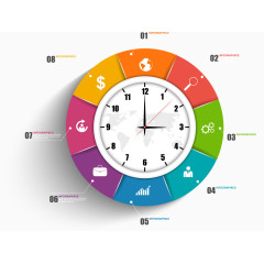 彩色时钟 商务信息图 矢量素材  圆环 装饰图案