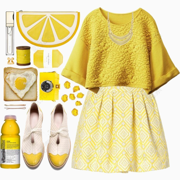 黄色裙装搭配