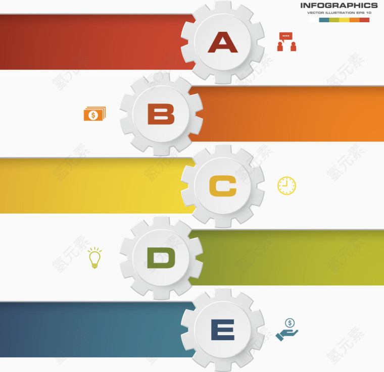 矢量齿轮上字母图表