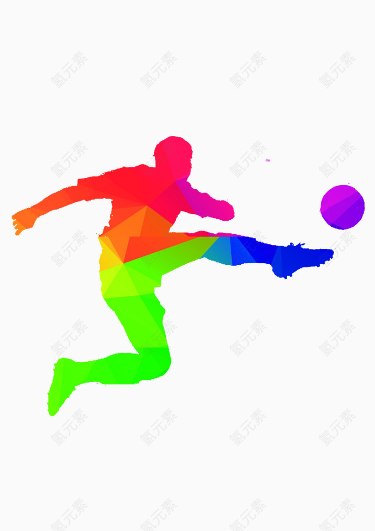 踢球彩色创意足球