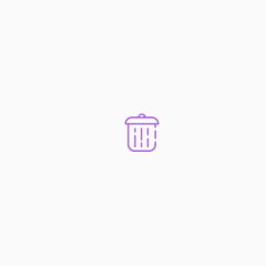 简约小清新手绘紫色垃圾桶