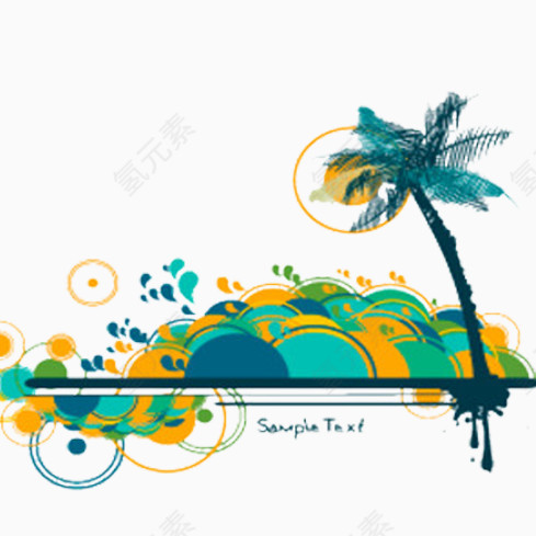 椰树太阳装饰图案
