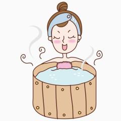 木桶里洗澡的女孩