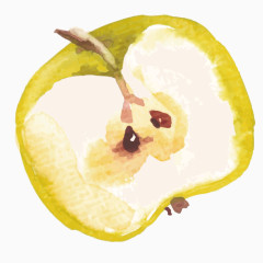 黄色质感水墨苹果