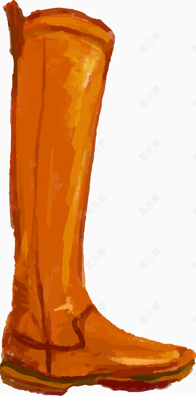 矢量手绘橙色长靴