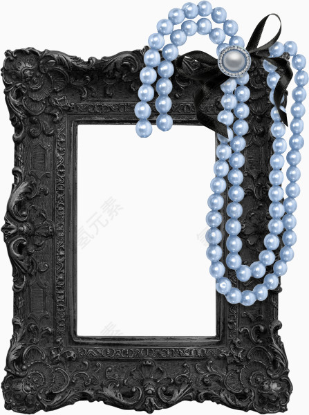 古典铜铁相框蓝色珍珠项链