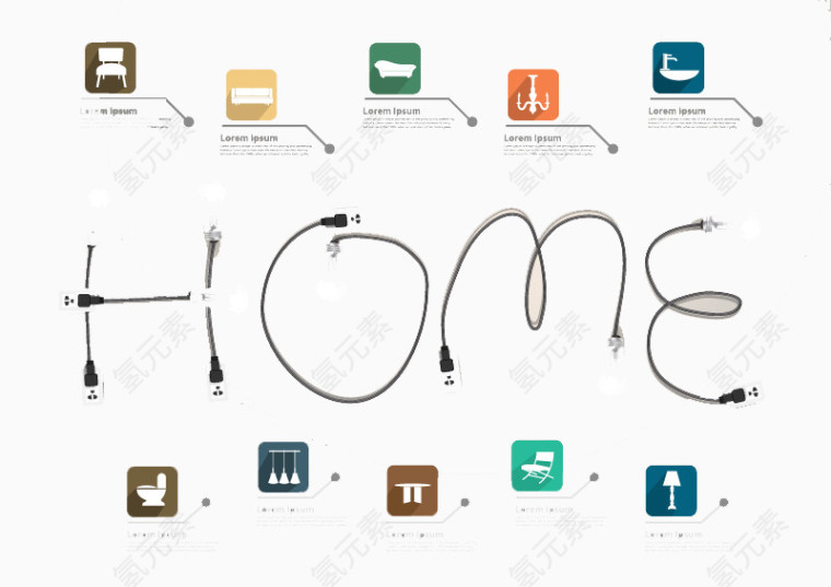 创意灯泡home字背景矢量素材