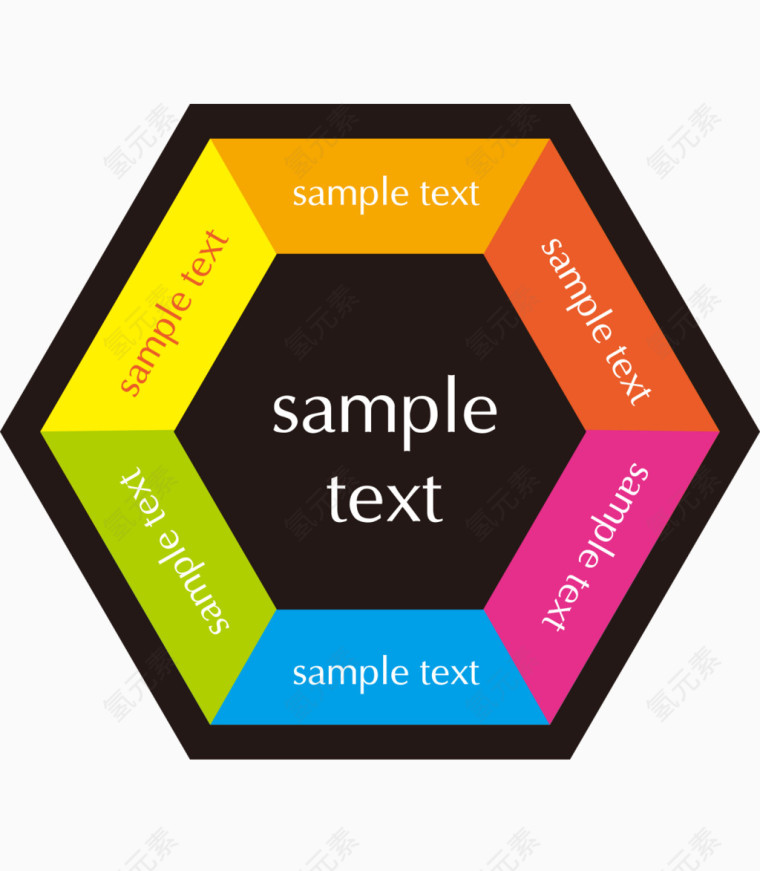 矢量扁平分类标题多色六边形