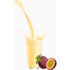 矢量黄色果汁和水果
