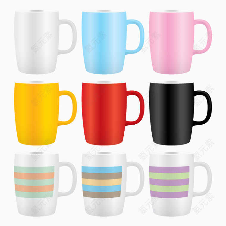 彩色的各种杯子