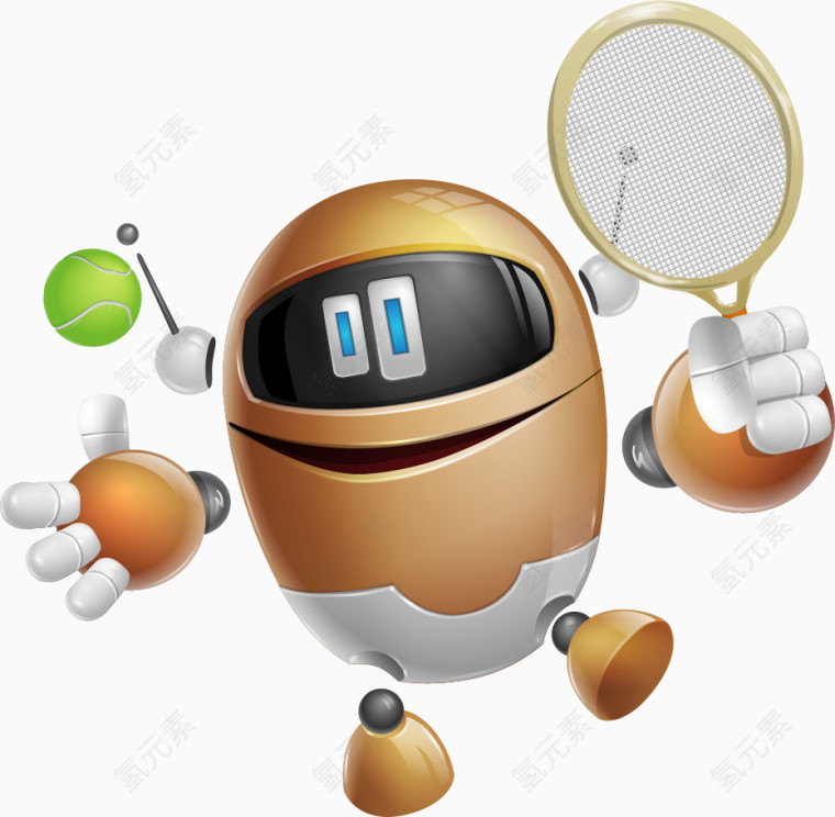 会打网球的黄色机器人