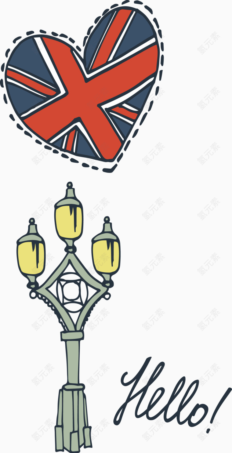 装饰英国标志和路灯