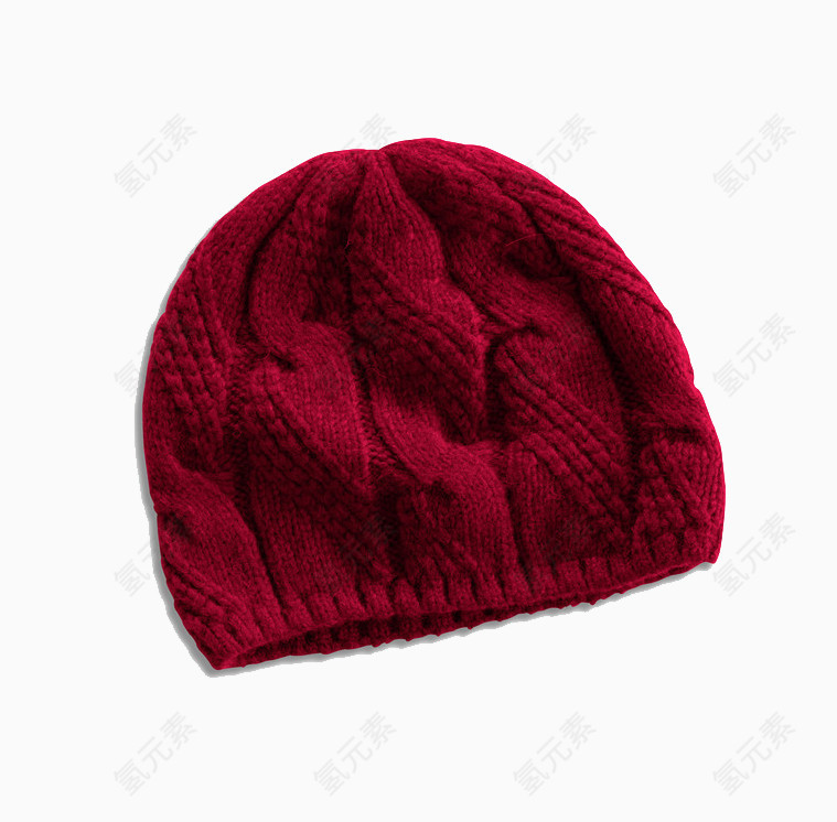 酒红色毛线帽子