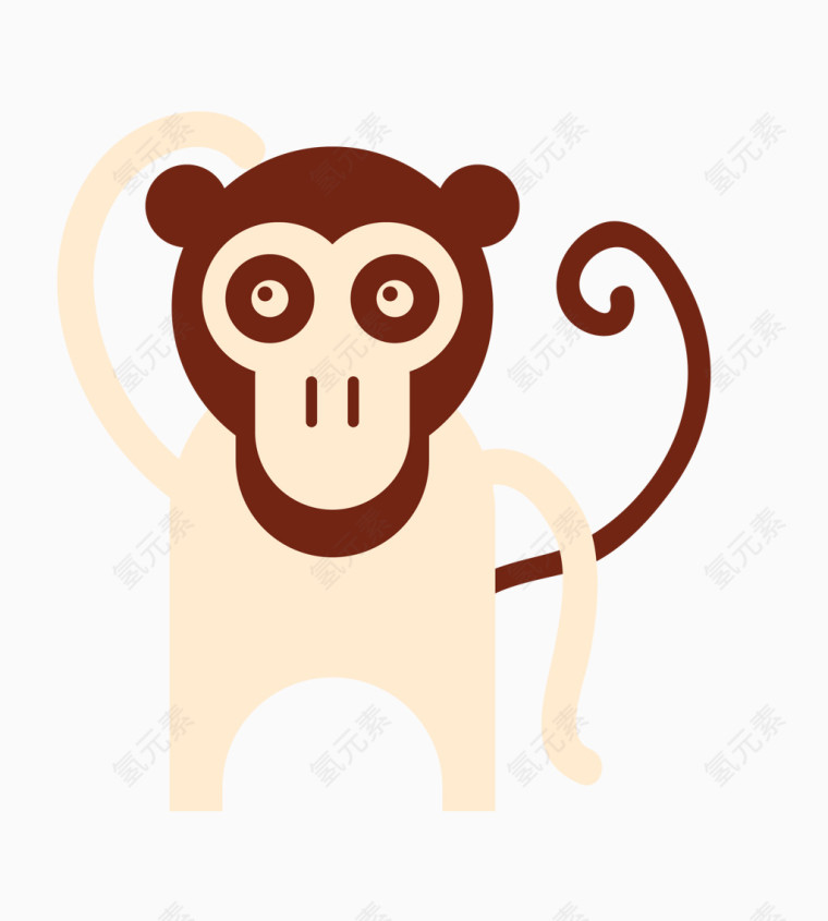 平面棕色卡通猴子