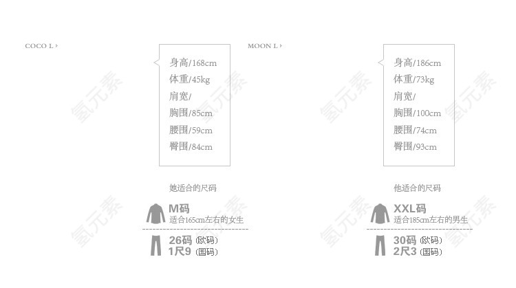 情侣服装模特尺码