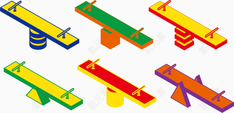 矢量图几块跷跷板