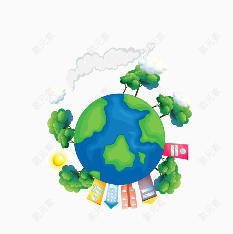 矢量卡通绿色环保地球素材