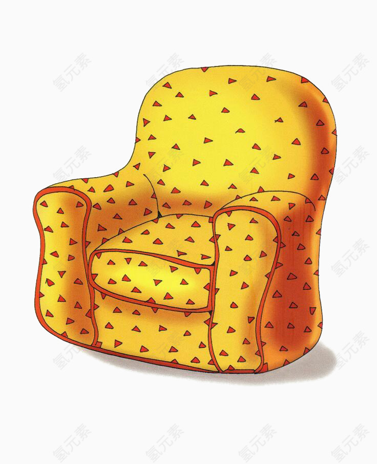 黄色三角花纹沙发椅