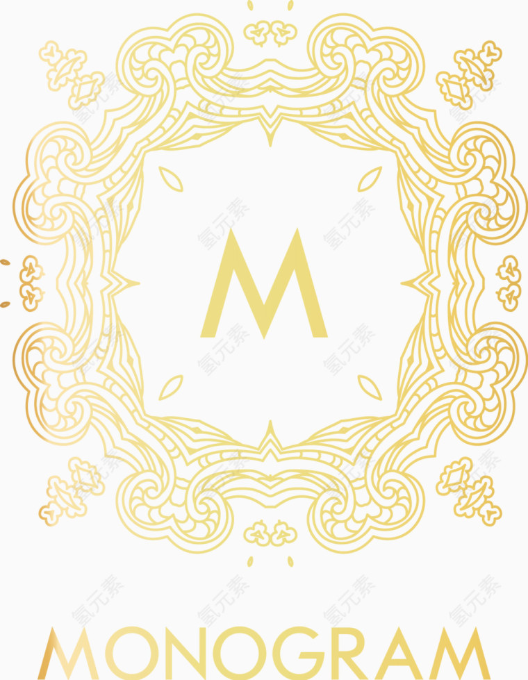 装饰金色M图案