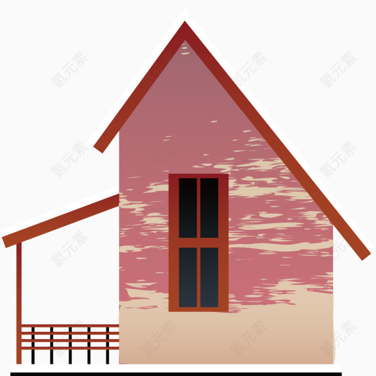 手绘红色小房子