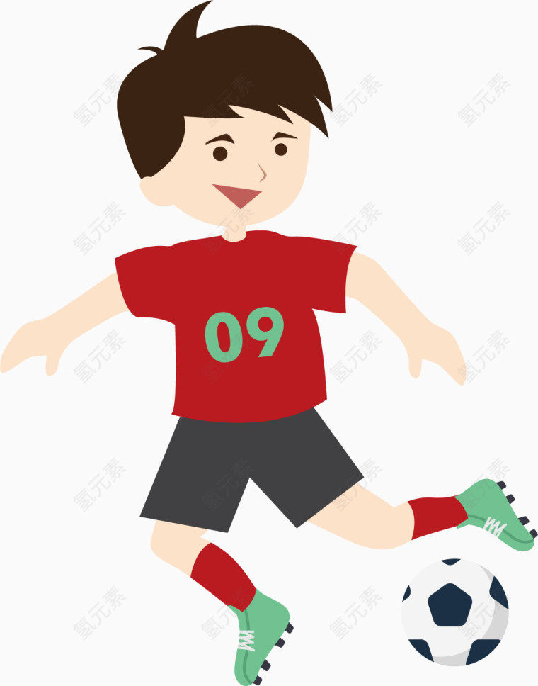 儿童踢足球矢量