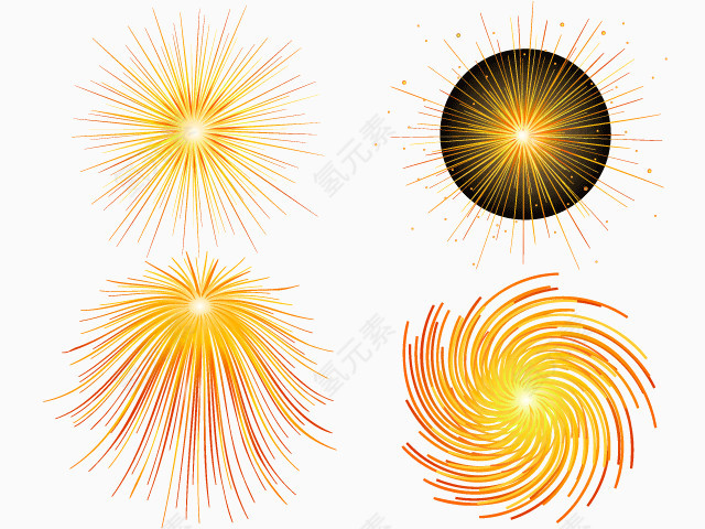 礼炮烟花发光装饰矢量素材