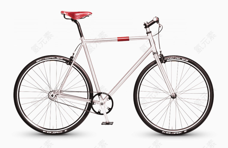 黑色轮红色坐垫山地自行车单车