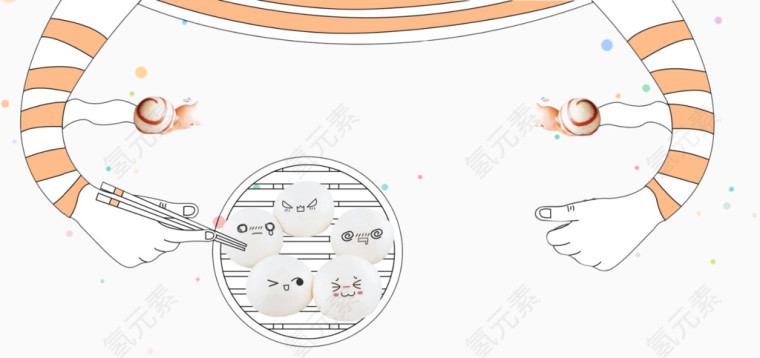 卡通人物吃馒头