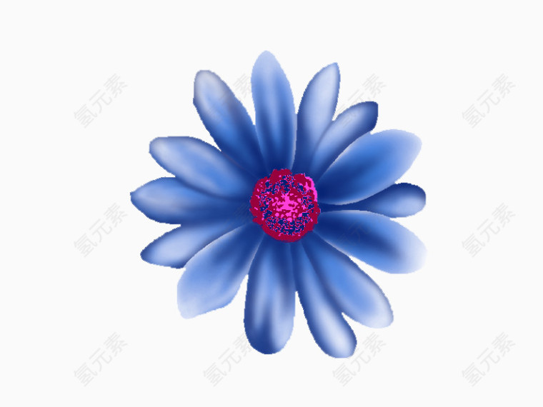 手绘蓝色渐变的花