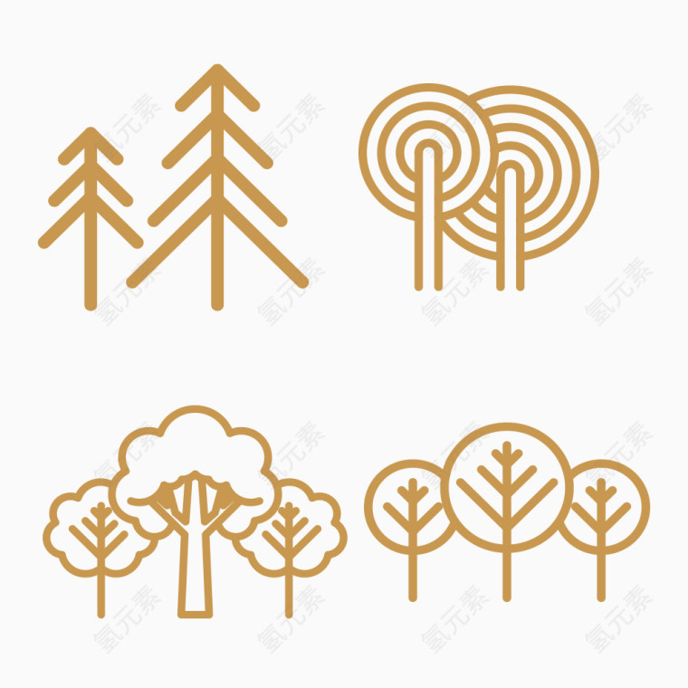 四种不同树木的图案