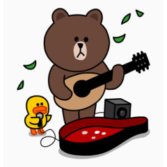卡通小熊弹吉他小鸡唱歌