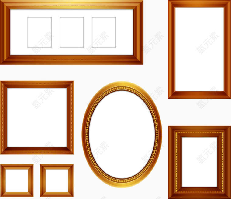 矢量手绘金色边框相框合集
