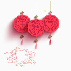中秋节红色灯笼元素设计