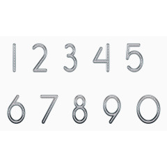 简约银边复古钻石阿拉伯数字