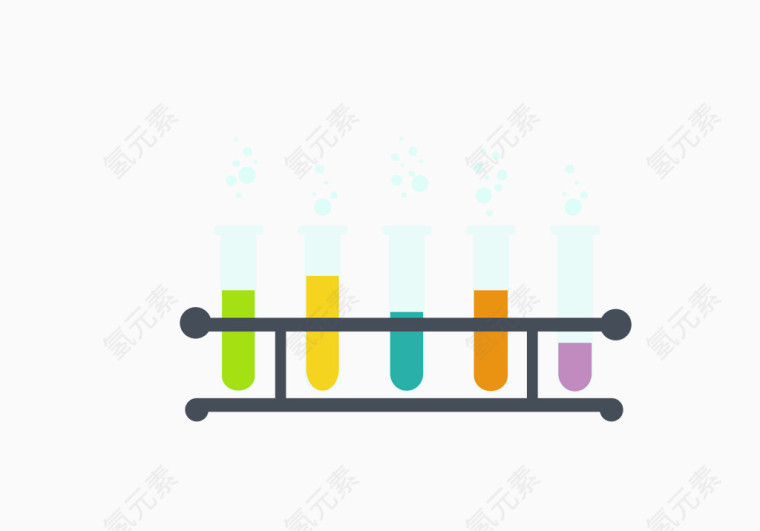 矢量彩色科研实验烧瓶一组