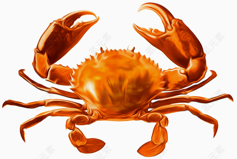 手绘黄色螃蟹