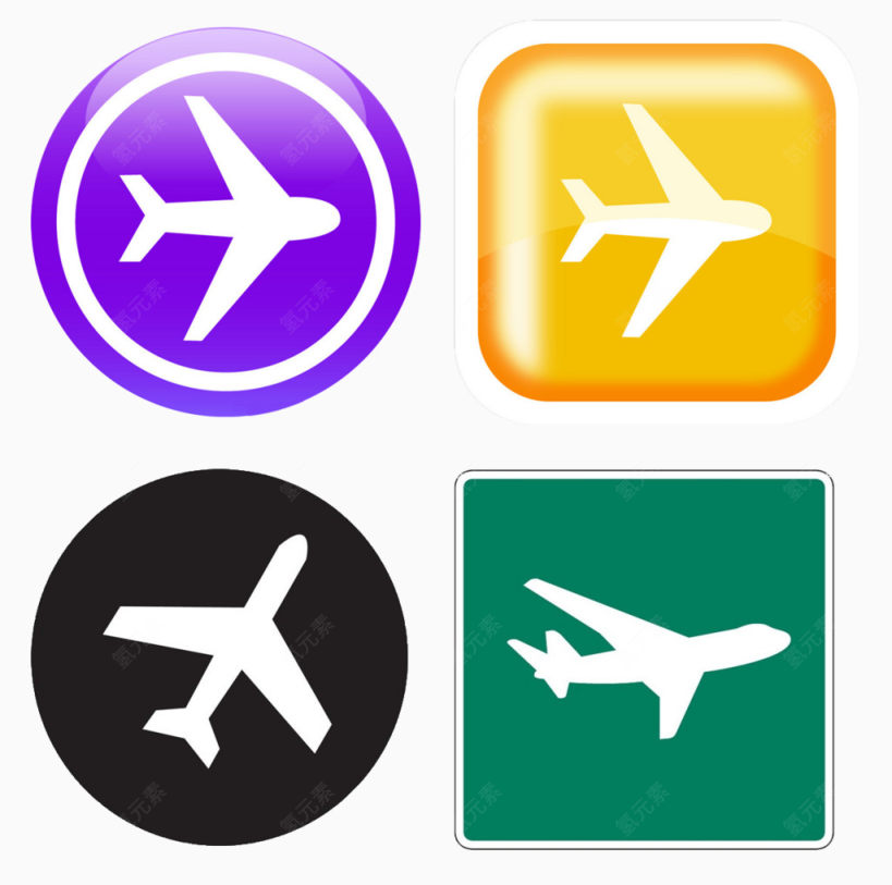 四款不同形状的飞机标志下载