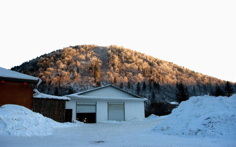 雪乡山坡上清晨的暖阳下载