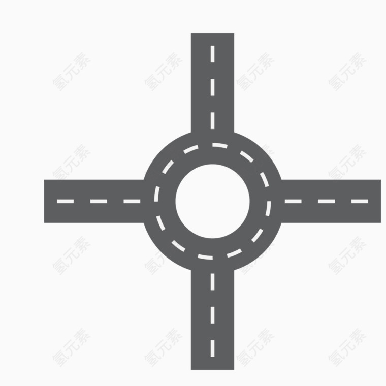 矢量灰色公路十字路口图标