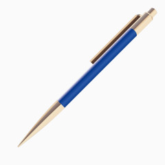 矢量蓝色质感金属商务签字笔