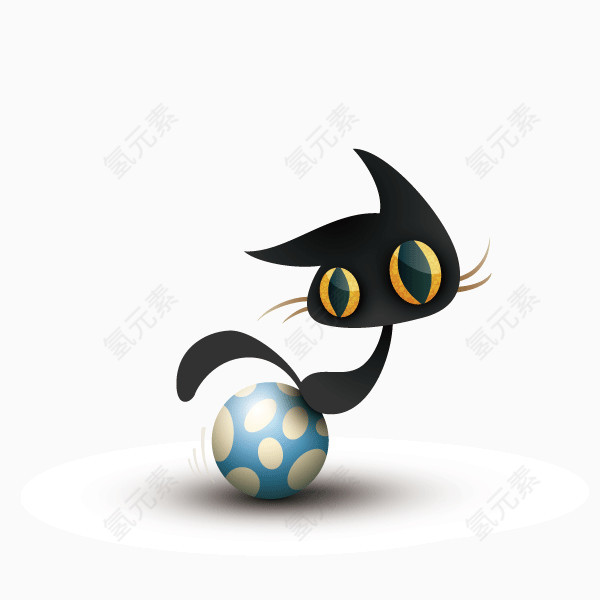 猫咪 大眼猫咪 黑色猫咪 圆球 装饰图案