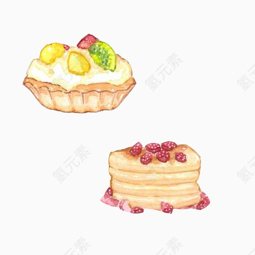 水果蛋糕手绘画素材图片