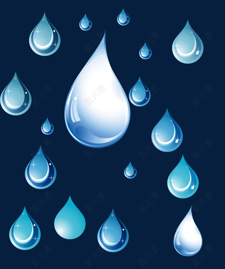 蓝色水滴背景PNG矢量元素