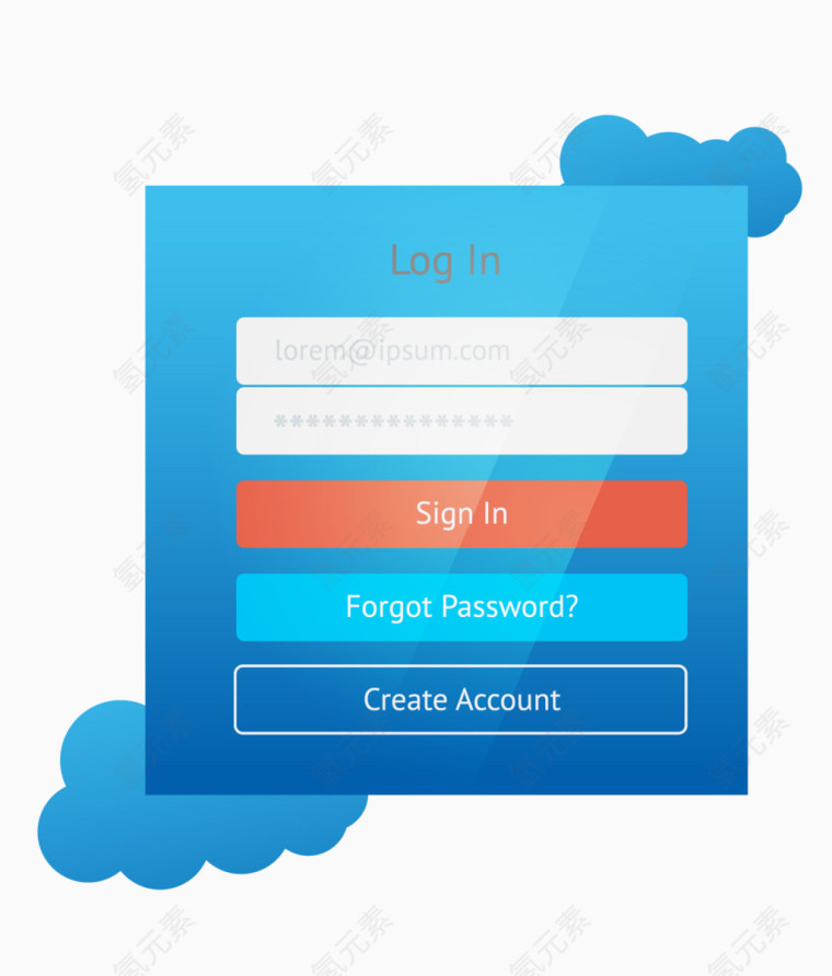 矢量素材蓝色登录窗口