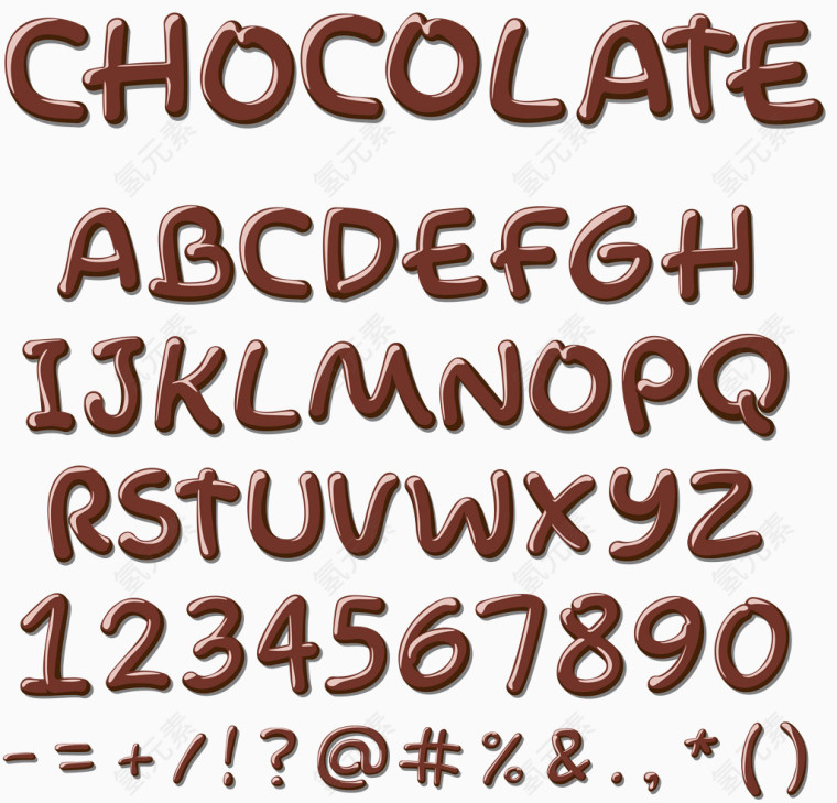 创意巧克力字母与数字矢量图