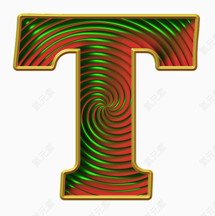 彩金圆圈字母T