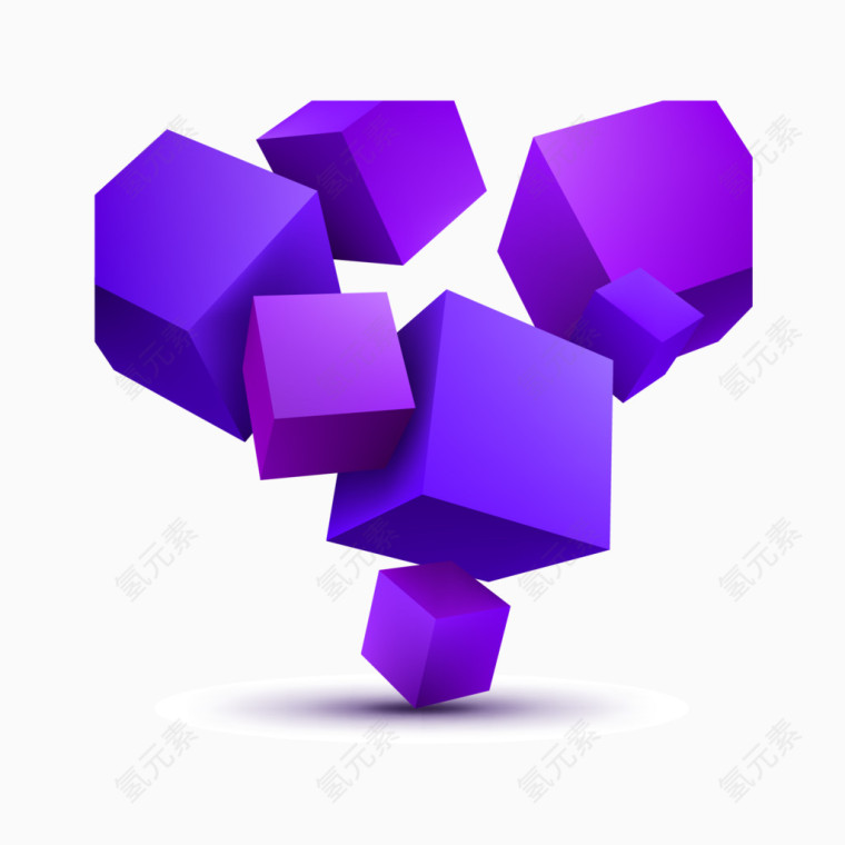 立体图形  方框 矢量图 投影 淡紫色