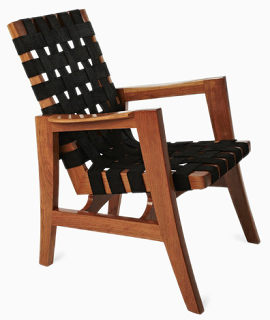 黑色编织木纹休闲椅